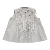 fofofofa RIFFLE BLOUSE VEST 定価40700円 fo-4 フリル ノースリーブ ベスト ブラウス シャツ ライトグレー レディース【中古】6-0207S♪