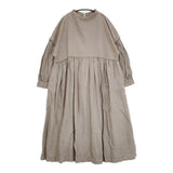 nest Robe コットンモールスキンリネン切替えドレス 01203-1063 ギャザー ワンピース グレージュ レディース ネストローブ【中古】6-0317M♪