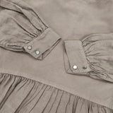 nest Robe コットンモールスキンリネン切替えドレス 01203-1063 ギャザー ワンピース グレージュ レディース ネストローブ【中古】6-0317M♪