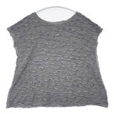 JURGEN LEHL J0122UB511 リネン コットン 波模様 Ｔシャツ カットソー ネイビー グレー レディース ヨーガンレール【中古】6-0624S∞