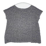 JURGEN LEHL J0122UB511 リネン コットン 波模様 Ｔシャツ カットソー ネイビー グレー レディース ヨーガンレール【中古】6-0624S∞