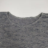 JURGEN LEHL J0122UB511 リネン コットン 波模様 Ｔシャツ カットソー ネイビー グレー レディース ヨーガンレール【中古】6-0624S∞