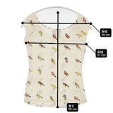 Cynthia Rowley ノースリーブ 鳥柄 スパンコール装飾 シルク Ｔシャツ カットソー ベージュ レディース シンシアローリー【中古】6-0624S∞