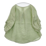 cloth&cross Hug O War リボン リネン ブラウス シャツ グリーン レディース クロス＆クロス ハグオーワー【中古】6-0608M∞