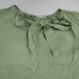 cloth&cross Hug O War リボン リネン ブラウス シャツ グリーン レディース クロス＆クロス ハグオーワー【中古】6-0608M∞