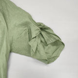 cloth&cross Hug O War リボン リネン ブラウス シャツ グリーン レディース クロス＆クロス ハグオーワー【中古】6-0608M∞
