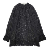 cloth&cross Hug O War レースモックネックチュニックブラウス 定価32890円 ブラウス シャツ ブラック レディース クロス＆クロス ハグオーワー【中古】6-0608M∞