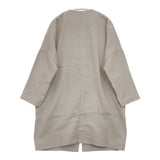evam eva リネンコットン ノーカラー コート 定価39600円 E241T025 コート 24SS グレージュ レディース エヴァムエヴァ【中古】6-0416M∞