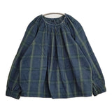 45R/45rpm ジンバネルのチロルブラウス（インディゴ） コットン チェック 定価48400円 ネイビー グリーン レディース フォーティーファイブアールピーエム【中古】6-0207T♪