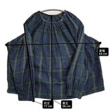 45R/45rpm ジンバネルのチロルブラウス（インディゴ） コットン チェック 定価48400円 ネイビー グリーン レディース フォーティーファイブアールピーエム【中古】6-0207T♪