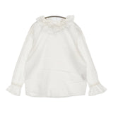 45R/45rpm インドカディのフリルカラーTシャツ コットン 定価35200円 ブラウス シャツ ホワイト レディース フォーティーファイブアールピーエム【中古】6-0207M♪