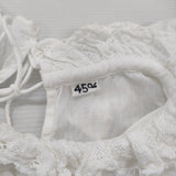 45R/45rpm インドカディのフリルカラーTシャツ コットン 定価35200円 ブラウス シャツ ホワイト レディース フォーティーファイブアールピーエム【中古】6-0207M♪