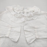 45R/45rpm インドカディのフリルカラーTシャツ コットン 定価35200円 ブラウス シャツ ホワイト レディース フォーティーファイブアールピーエム【中古】6-0207M♪