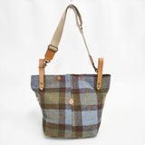 CLEDRAN HARRIS TWEED 2WAY TOTE ハリスツイード 2WAY トート 定価20900円 ウール ニット ショルダーバッグ ブルー ブラウン レディース クレドラン【中古】6-0921T◎