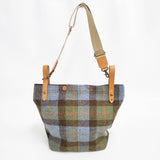 CLEDRAN HARRIS TWEED 2WAY TOTE ハリスツイード 2WAY トート 定価20900円 ウール ニット ショルダーバッグ ブルー ブラウン レディース クレドラン【中古】6-0921T◎