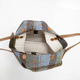 CLEDRAN HARRIS TWEED 2WAY TOTE ハリスツイード 2WAY トート 定価20900円 ウール ニット ショルダーバッグ ブルー ブラウン レディース クレドラン【中古】6-0921T◎