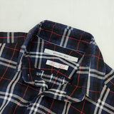 ANGLOBAL SHOP/HAVERSACK チェック柄 丸襟 コットン サイズ0 日本製 長袖シャツ ネイビー ブラック レディース アングローバルショップ/ハバーサック【中古】6-0329M△