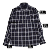 ANGLOBAL SHOP/HAVERSACK チェック柄 丸襟 コットン サイズ0 日本製 長袖シャツ ネイビー ブラック レディース アングローバルショップ/ハバーサック【中古】6-0329M△