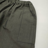 homspun ウールリネンギャザーワイドパンツ 定価28600円 サイズS 252-3389 パンツ 25AW ダークグリーン レディース ホームスパン【中古】6-0207T♪