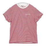 GYMPHLEX J-1155 ロゴ刺繍 ボーダー 半袖Ｔシャツ カットソー レッド ホワイト レディース ジムフレックス【中古】6-0611S∞