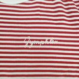 GYMPHLEX J-1155 ロゴ刺繍 ボーダー 半袖Ｔシャツ カットソー レッド ホワイト レディース ジムフレックス【中古】6-0611S∞