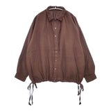 nest Robe リネン近江晒ドロストシャツ 01224-1281 ブラウス シャツ ブラウン レディース ネストローブ【中古】6-0608M∞
