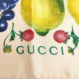 GUCCI フルーツ柄 スカーフ シルク 大判 スカーフ ピンクベージュ レディース グッチ【中古】6-0223G◎