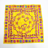 GUCCI チェーン ホースビット シルク スカーフ イエロー 多色 レディース グッチ【中古】6-0223G◎