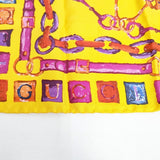 GUCCI チェーン ホースビット シルク スカーフ イエロー 多色 レディース グッチ【中古】6-0223G◎