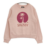 STUSSY ヤシの木 プリント ロゴ サイズM クルーネック スウェット ピンク レディース ステューシー【中古】6-0328M♪