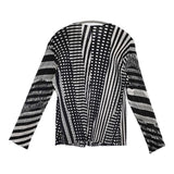 PLEATS PLEASE ISSEY MIYAKE 総柄 プリーツ ボタンレス カーディガン P33-JO852 サイズ3 ジャケット ブラック ホワイト レディース プリーツプリーズ【中古】6-0317M♪