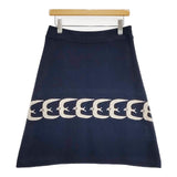mina perhonen go! Qa5774 刺繍 台形 qa5774 コットン サイズ38 スカート ネイビー レディース ミナペルホネン【中古】6-0330M∞