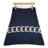 mina perhonen go! Qa5774 刺繍 台形 qa5774 コットン サイズ38 スカート ネイビー レディース ミナペルホネン【中古】6-0330M∞