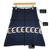 mina perhonen go! Qa5774 刺繍 台形 qa5774 コットン サイズ38 スカート ネイビー レディース ミナペルホネン【中古】6-0330M∞