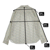 PARKES 丸襟 花柄 日本製 サイズM ブラウス シャツ ブルー グリーン レディース パークス【中古】6-0328M♪