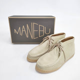 MANEBU 新品 スエードレザーショートワラビーブーツ 37 BOO MID 定価20680円 シューズ・靴 ベージュ レディース マネブ【中古】6-0223G◎