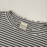 bulle de savon フリル ボーダー コットン 長袖Ｔシャツ カットソー ロンＴ ブルー ホワイト レディース ビュルデサボン【中古】6-0328M♪