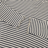 bulle de savon フリル ボーダー コットン 長袖Ｔシャツ カットソー ロンＴ ブルー ホワイト レディース ビュルデサボン【中古】6-0328M♪