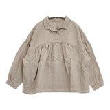 nest Robe 高密度ブラックリネンギャザーブラウス 01183-2009 ブラウス シャツ ベージュ レディース ネストローブ【中古】6-0516M∞