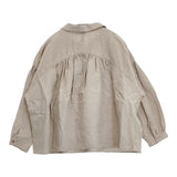 nest Robe 高密度ブラックリネンギャザーブラウス 01183-2009 ブラウス シャツ ベージュ レディース ネストローブ【中古】6-0516M∞