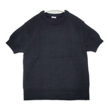 homspun 222-7891 ウール 半袖 セーター ニット 濃紺 ネイビー レディース ホームスパン【中古】6-0718T∞
