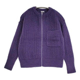homspun シェットランドジップアップカーディガン 定価35200円 232-7898 ニット カーディガン パープル レディース ホームスパン【中古】6-0207T♪