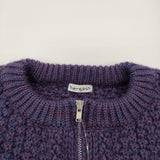 homspun シェットランドジップアップカーディガン 定価35200円 232-7898 ニット カーディガン パープル レディース ホームスパン【中古】6-0207T♪