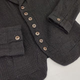 pas de calais ウールリネン グレンチェック 製品洗い ジャケット ブラック レディース パドカレ【中古】6-0718T∞