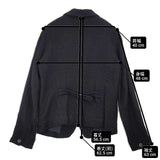 pas de calais ウールリネン グレンチェック 製品洗い ジャケット ブラック レディース パドカレ【中古】6-0718T∞