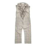 BUNON fofofofa KENNY SUIT 定価49500円 サイズL ジャンプスーツ チェック オールインワン ツナギ ライトグレー ベージュ レディース ブノン【中古】6-0403S♪