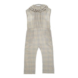BUNON fofofofa KENNY SUIT 定価49500円 サイズL ジャンプスーツ チェック オールインワン ツナギ ライトグレー ベージュ レディース ブノン【中古】6-0403S♪