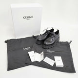 CELINE トリオンフ ダービー シャイニーブル サイズ37 定価165000円 レザー シューズ・靴 ブラック レディース セリーヌ【中古】6-0210G♪