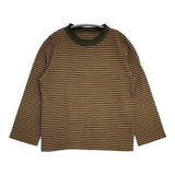 45R/45rpm 縞天竺の四角Tシャツ 定価14300円 長袖Ｔシャツ カットソー ロンＴ カーキ ベージュ レディース フォーティーファイブアールピーエム【中古】6-0423M∞
