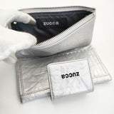 ZUCCa 合成皮革 フェイクレザー ロングウォレット 長財布 シルバー レディース ズッカ【中古】6-0530G∞